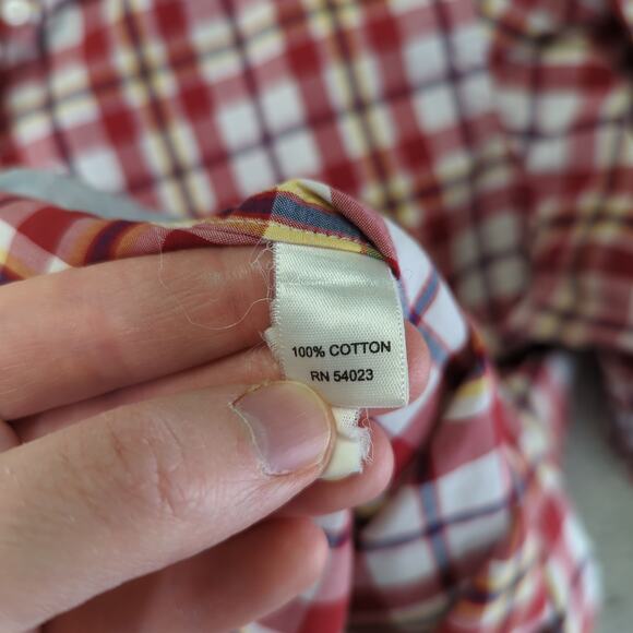 Banana Republic Soft Wash Shirt Red Plaid Button-down Oxford Mens Medium 15-15.5 - Picture 8 of 9